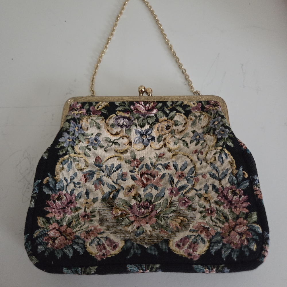 Vintage Floral Tapestry Clutch